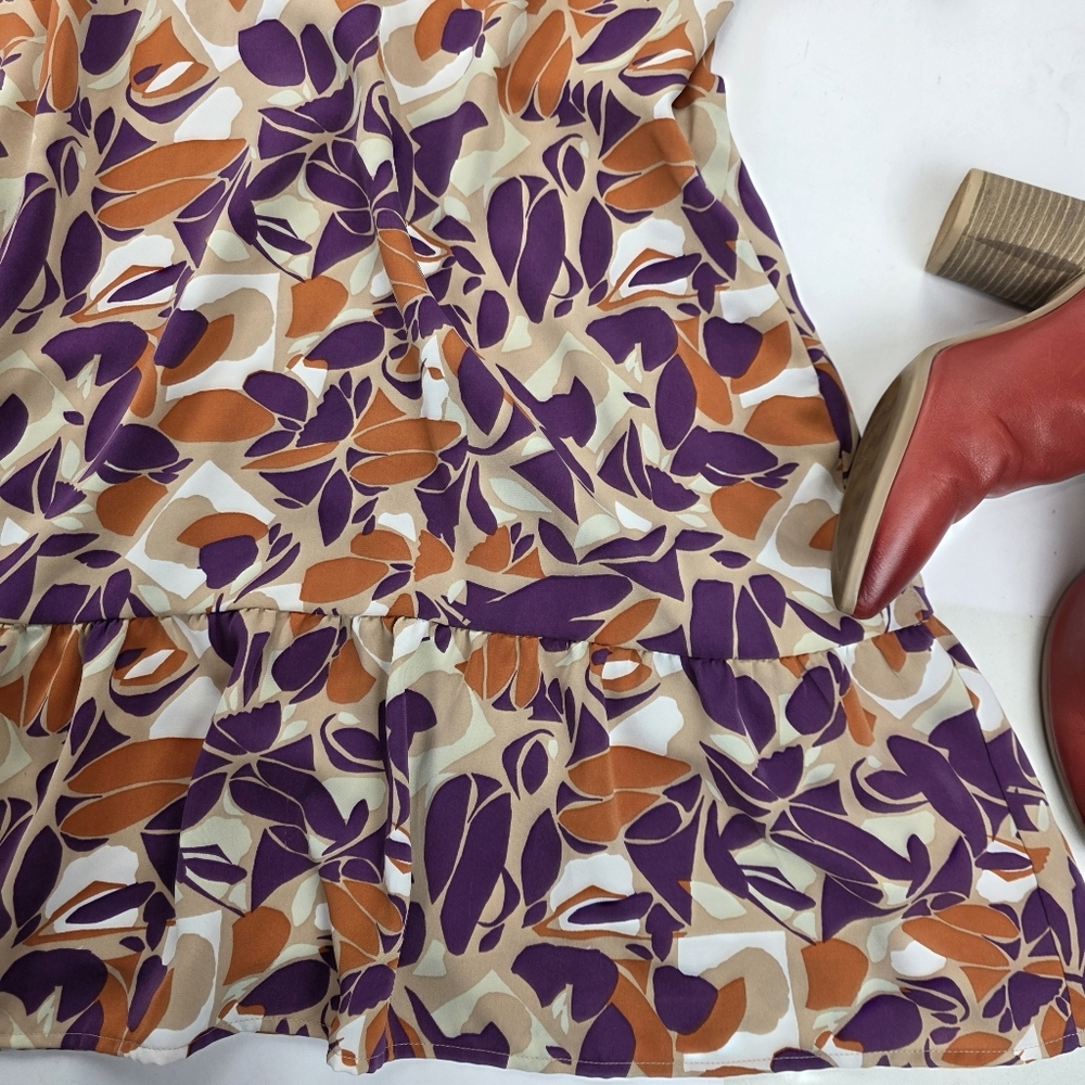New Anthropologie THML Women's Purple and Orange Patterned Pocketed Dress XL - Picture 6 of 12